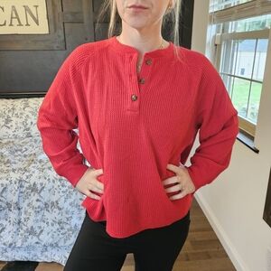 Waffle knit Henley Top